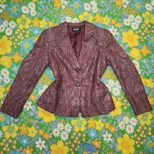 Kasper Vintage 90s Brown Paisley Blazer Jacket